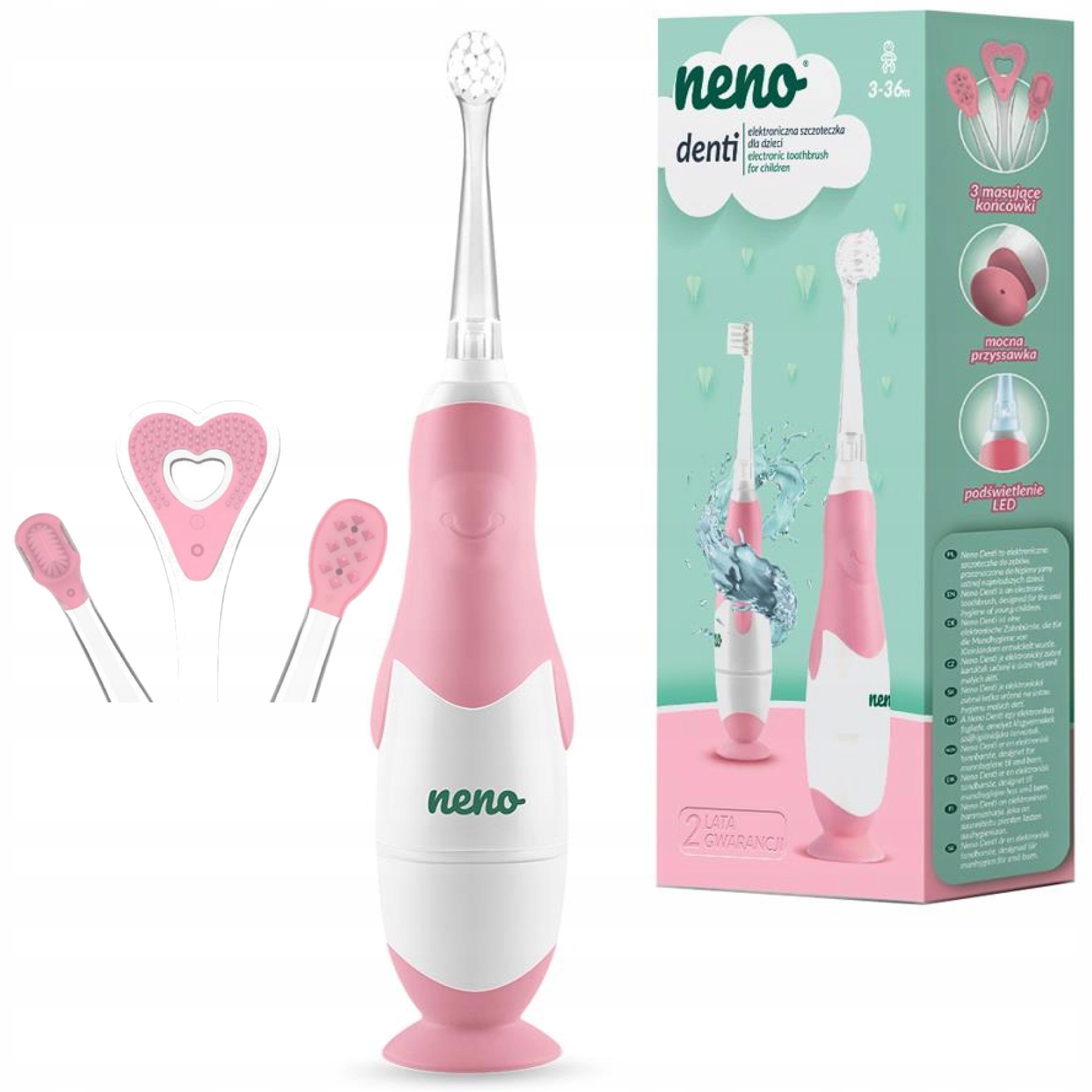 Elektrická zubná kefka Neno Denti, ružová a biela
